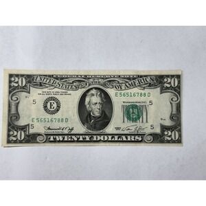 1974 Vintage $20 Federal Reserve Note -Richmond-E- Twenty Dollar Bill Uneven cut